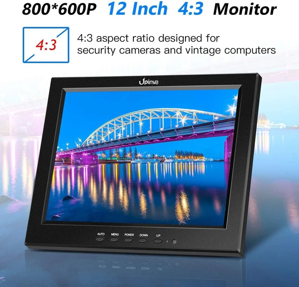 12 colių daugiafunkcinis stebėjimo monitorius palaiko Pc, Hdmi, Av, Bnc, Vga, Usb įvesties stebėjimo kameros ekraną, Cctv integruotą garsiakalbį, 800 x 600