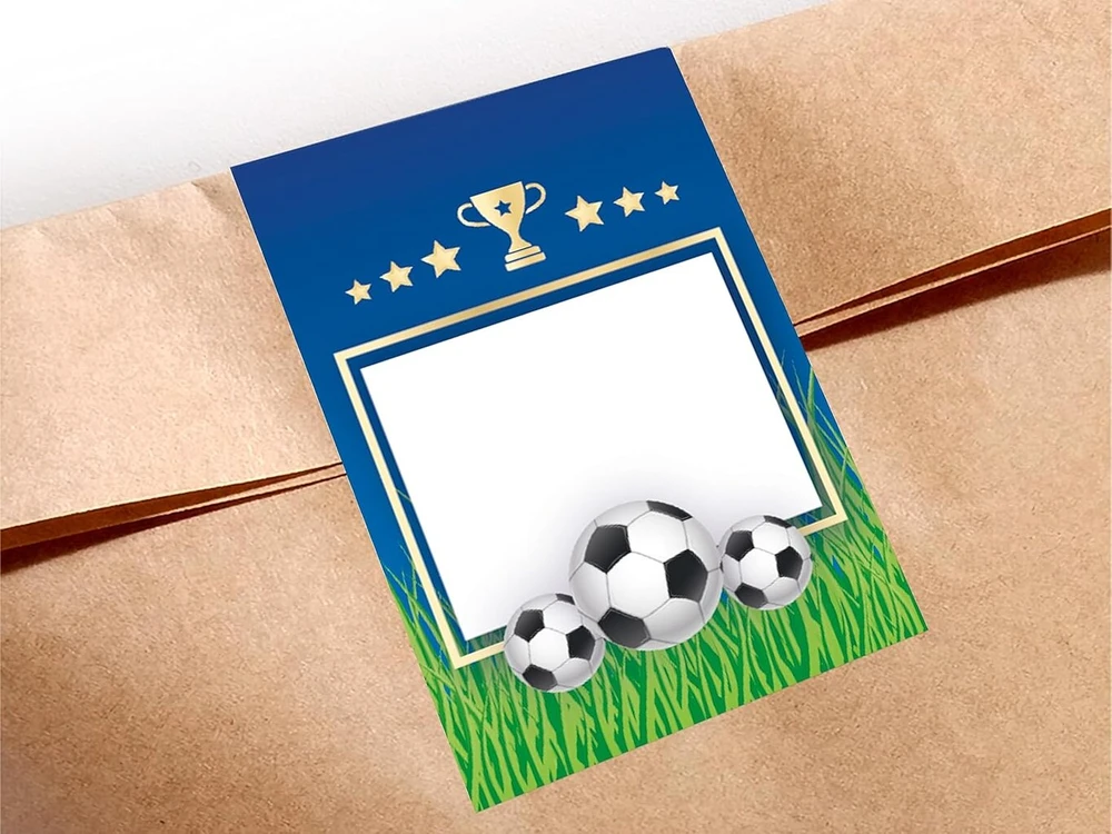 12 dovanų maišelių (natūralių) + 12 lipdukų / a7 pakuotės futbolo mėlyni vakarėlio maišeliai dovanėlėms gimtadienio tema vakarėlis vaikų darželis mergaitėms berniukams paaugliams mokykla