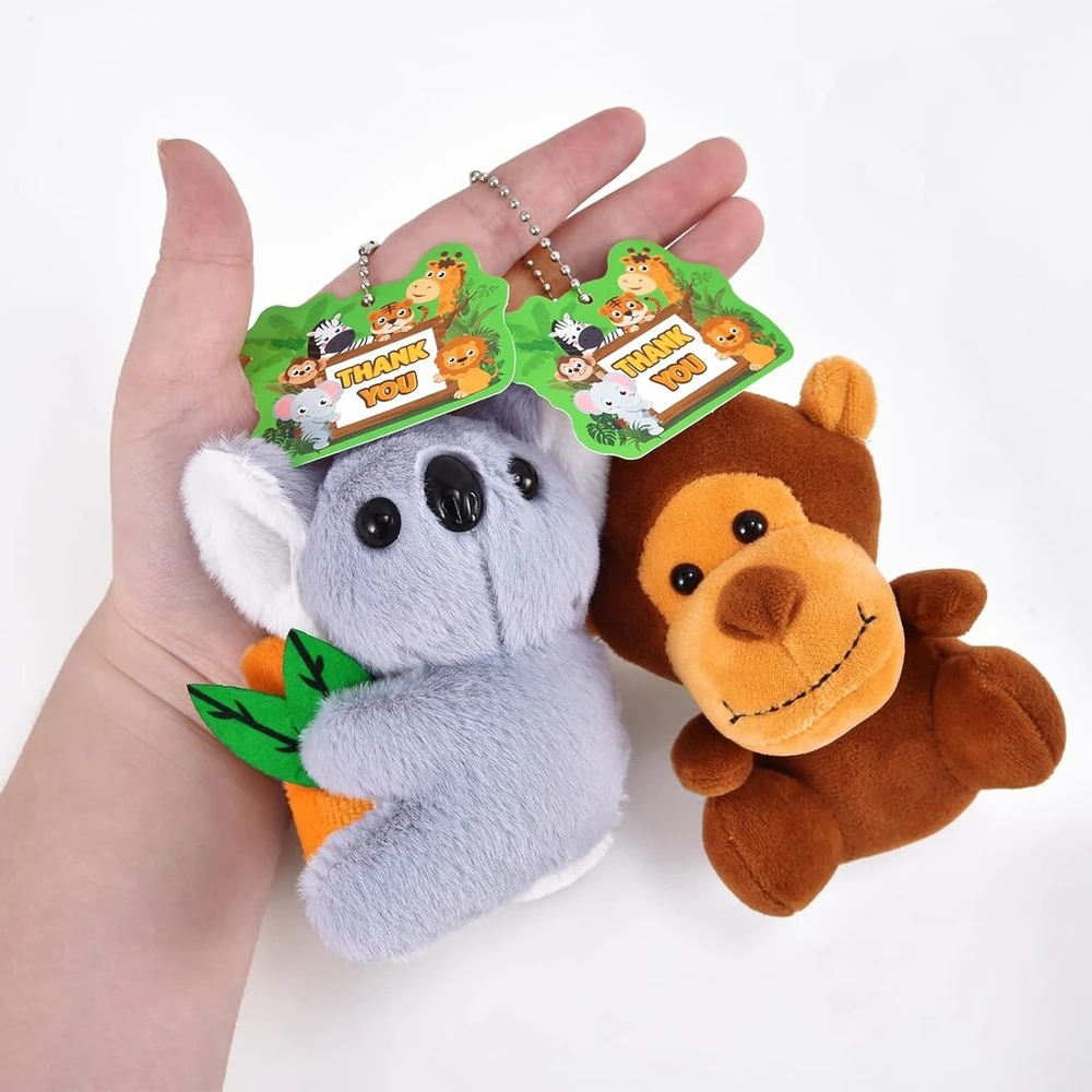 12 minkštų pliušinių žaislų-raktų pakabukų "džiunglės", 14 cm