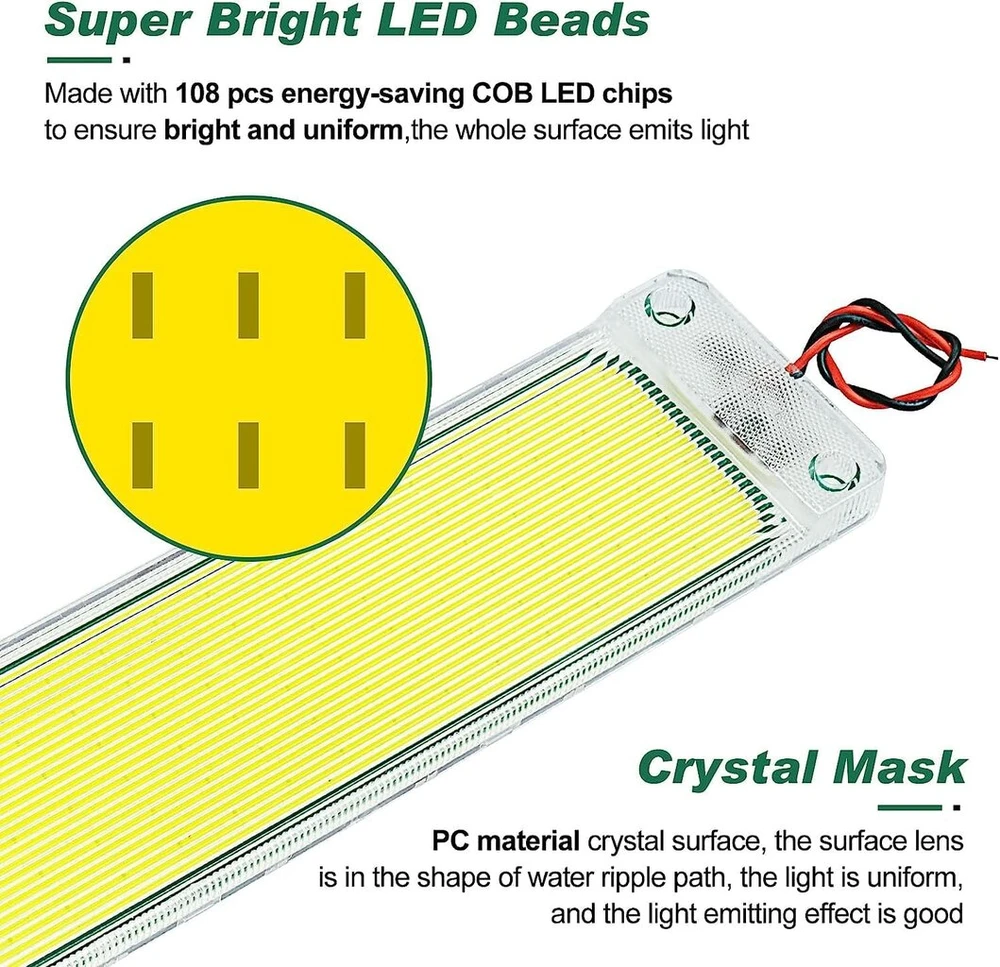12 V 105 cob led vidaus apšvietimo rinkinys, 4 vnt., 12 w led kemperio lubų šviestuvas su įjungimo/išjungimo jungikliu, led vidaus apšvietimas automobiliui, kemperiui, furgonui, autobusui, nameliui ant ratų, virtuvės apšvietimas