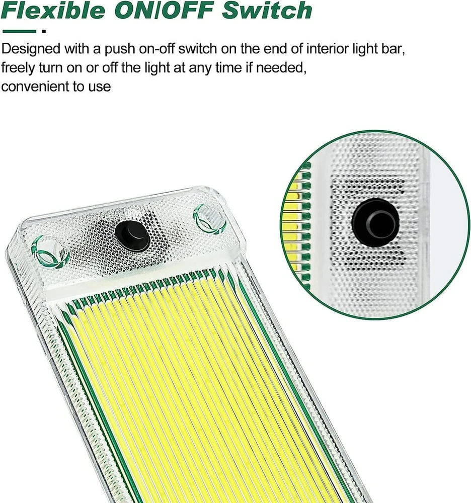 12 V 105 cob led vidaus apšvietimo rinkinys, 4 vnt., 12 w led kemperio lubų šviestuvas su įjungimo/išjungimo jungikliu, led vidaus apšvietimas automobiliui, kemperiui, furgonui, autobusui, nameliui ant ratų, virtuvės apšvietimas