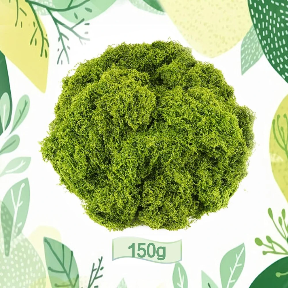 150 g dirbtinių samanų dekoravimui, dirbtinių samanų dekoracija modelių gamybai, sodininkystei, sienoms, floristams, vestuvių dekoravimui, dekoratyvinė žolė (žalia)