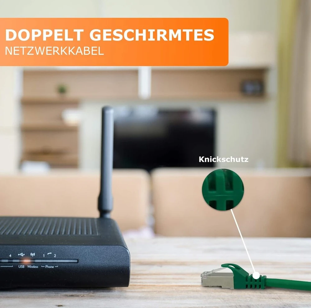 1Attackde 0,25 m - žalias - cat.7 - tinklo kabelis patchcable lancable ethernet - 10gbase-t - 10000 mbps cat7 sftp dvigubai ekranuotas pimf 600mhz