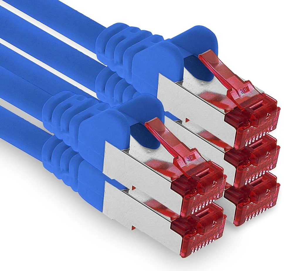 1attack.de 10m - cat6 lan ethernet kabelis patch network cat 6 1000 mbit/s rj45 kištukas internetas tv kompiuteriui switch žaidimams ir t.t. - mėlynas - 5 vnt.
