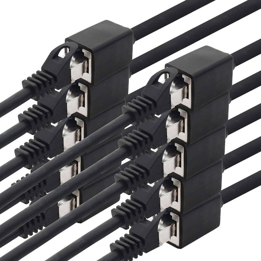 1attack.de 618302 Cat7 Cat.7 ilgintuvas - 1m - ethernet kabelis Lankabel tinklo kabelis 10 Gb/s (rj45) Cat6a kištukinis lizdas 10 vienetų - juodas