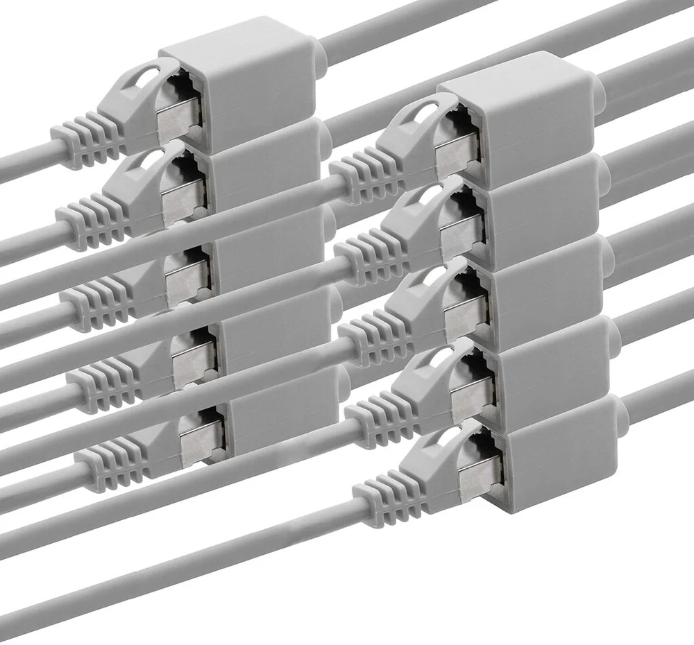1attack.de 618357 Cat7 Cat.7 ilginimo adapteris - 0,5 m - Ethernet kabelis Lankabel tinklo kabelis 10 Gb / s (rj45) Cat6a kištukinis lizdas 10 vienetų - pilkas