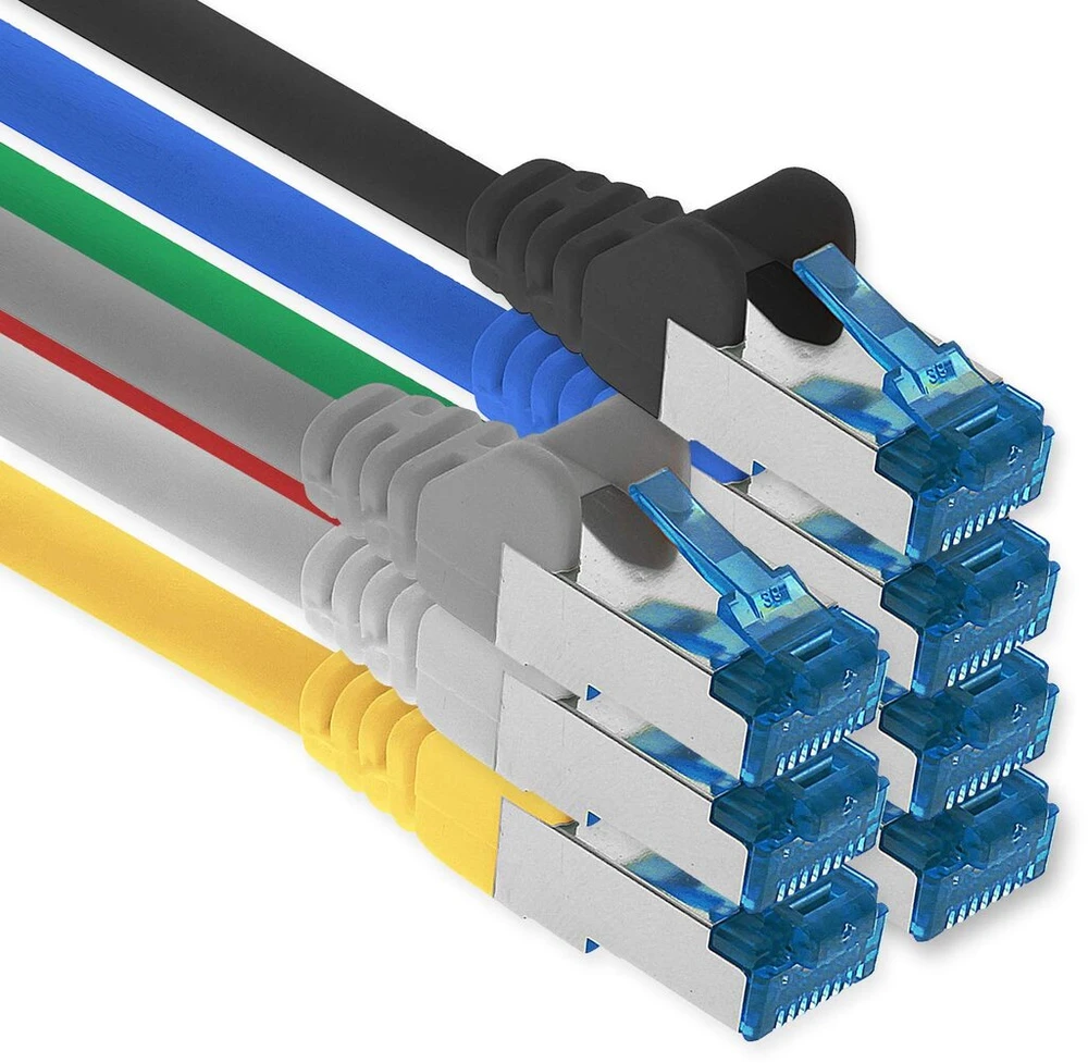 1attack.de 7 X 1.5 M Cat.6 - Ethernet- Gigabit- Lan- Tinklo- Patch- Kabelis Rj45 Cat 6 A 10000 Mbit s Sftp Pimf 500 Mhz -7 spalvų