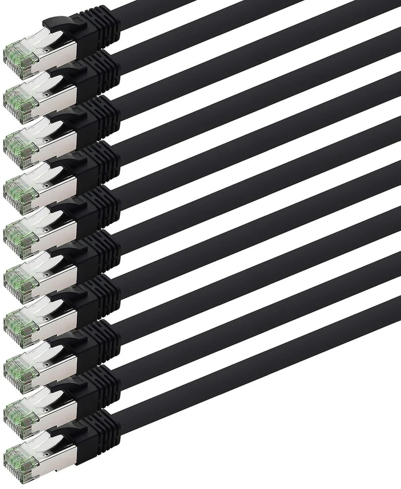 1attack.de Cat 8 tinklo kabelis Cat8 2000 Mhz 40 Gbit/s 40gbase T High End Poe+ Patch kabelis Ethernet kabelis Awg24 lankstūs variniai laidininkai Sftp Lszh 10 x 3 m juodas