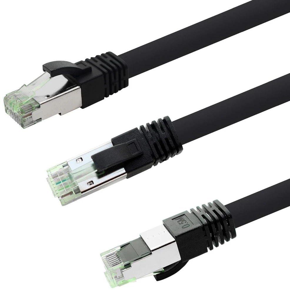 1attack.de Cat 8 tinklo kabelis Cat8 2000 Mhz 40 Gbit/s 40gbase T High End Poe+ Patch kabelis Ethernet kabelis Awg24 lankstūs variniai laidininkai Sftp Lszh 10 x 3 m juodas