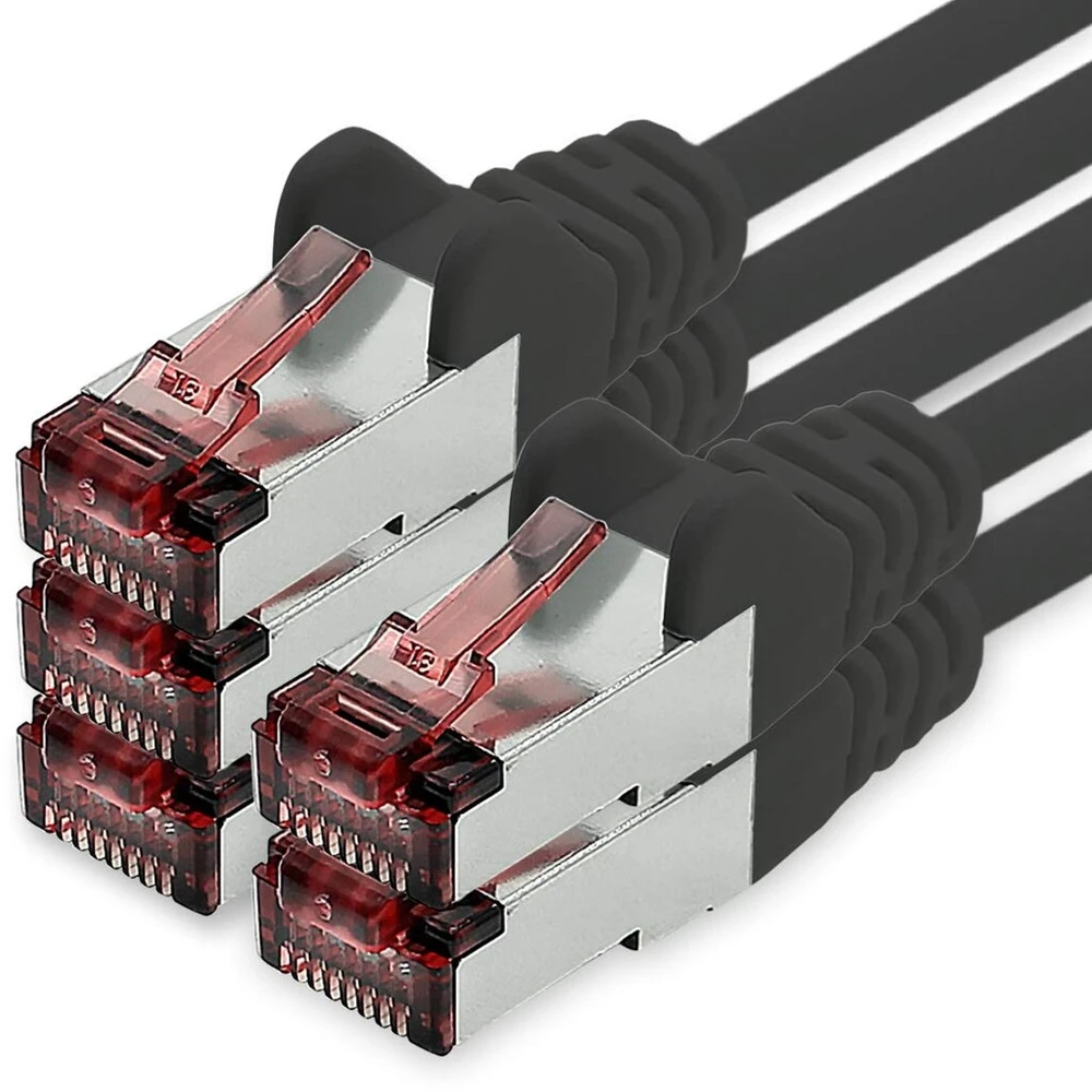 1conn cat6 tinklo kabelis 5 x 0,25 m juodas ethernet kabelis lan kabelis cat6 lan tinklo kabelis sftp pimf patch kabelis 1000 mbit/s