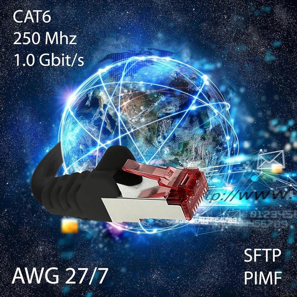 1conn cat6 tinklo kabelis 5 x 0,25 m juodas ethernet kabelis lan kabelis cat6 lan tinklo kabelis sftp pimf patch kabelis 1000 mbit/s