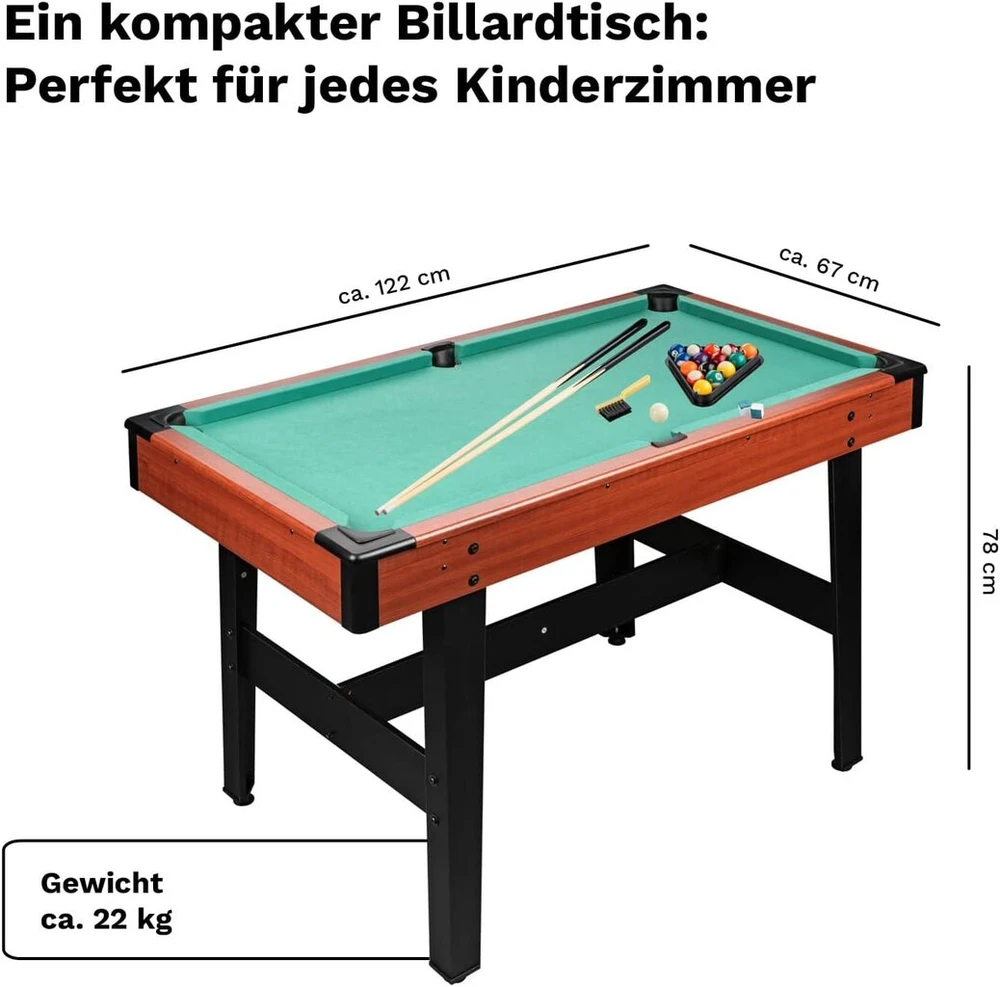 1plus 4 pėdų biliardo stalas su 2 lazdomis, kamuolių rinkiniu, trikampiu - žaiskite biliardą kaip profesionalai - apytiksl. 122 x 67 x 78 cm / 48 x 26 x 31 coliai (i x p x a)