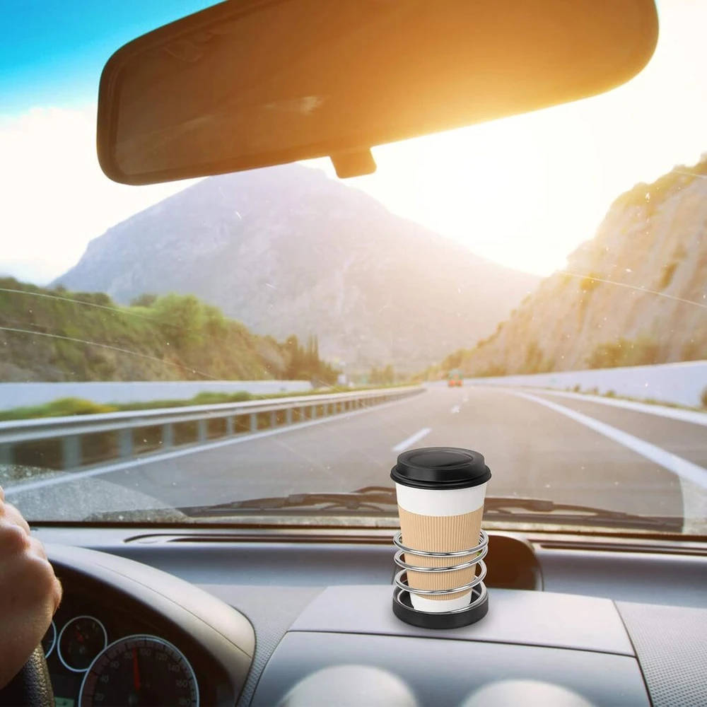 2 automobilių puodelių laikiklių rinkinys, universalus kavos puodelio laikiklis, automobilio butelių laikiklis, puodelio laikiklis, daugiafunkcinis metalinis automobilio puodelio laikiklis, skardinių laikiklis, juodas ir sidabrinis.