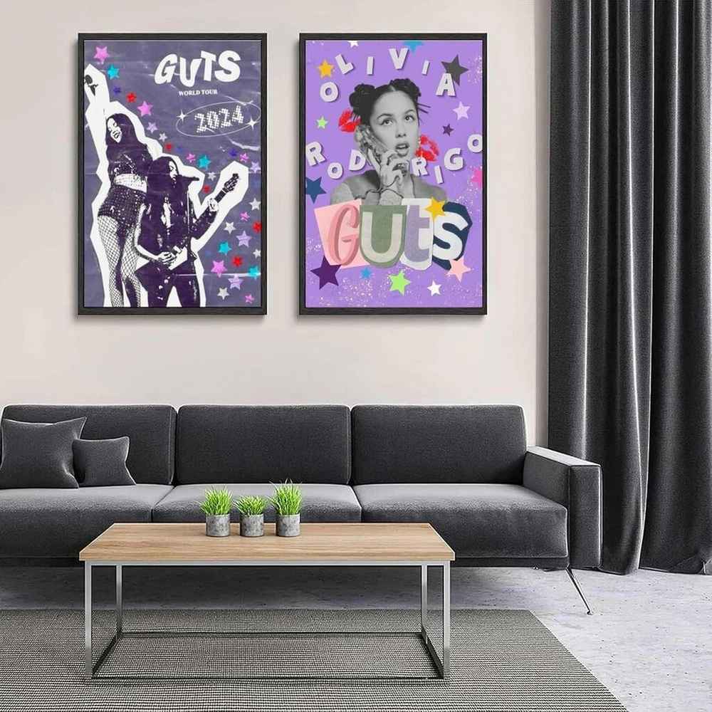 2 dalių sienų dekoras Olivia Anime Rodrigo drobės plakatas sienų dekoras drobės plakatas kambario dekoratyvinis estetinis plakato atspaudas dekoras plakatas 30x45cm stilius