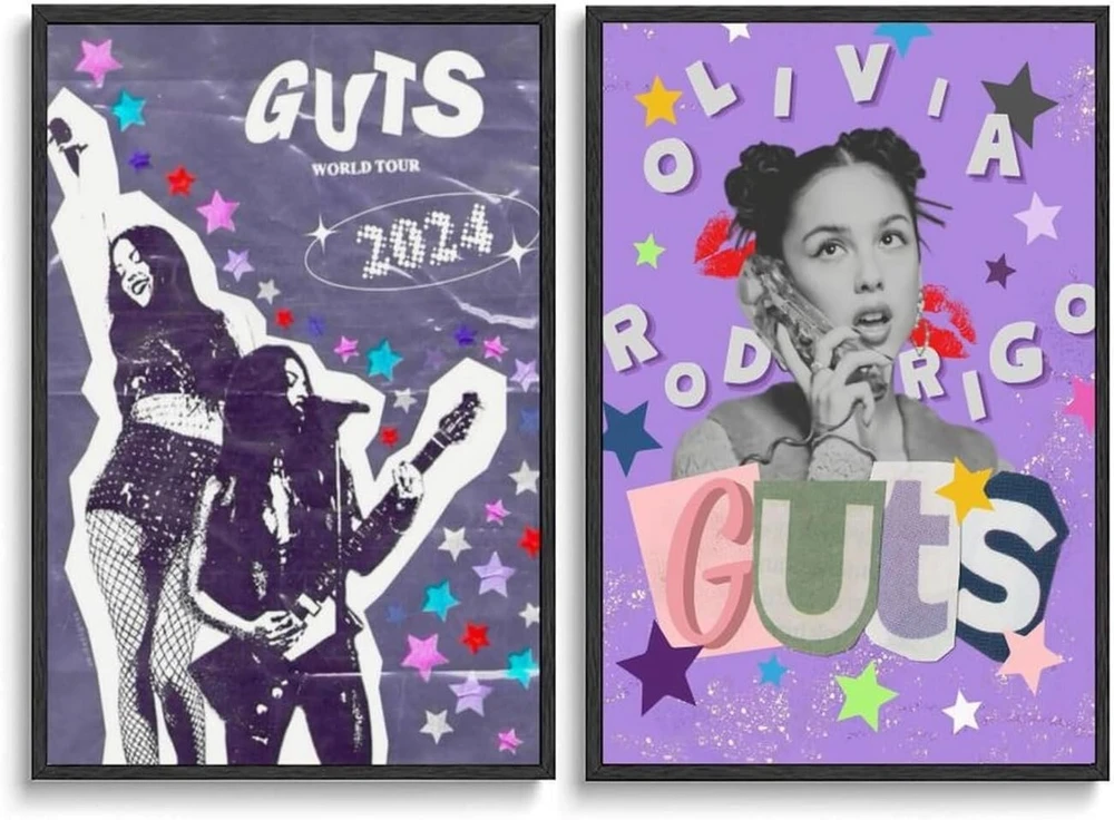 2 dalių sienų dekoras Olivia Anime Rodrigo drobės plakatas sienų dekoras drobės plakatas kambario dekoratyvinis estetinis plakato atspaudas dekoras plakatas 30x45cm stilius