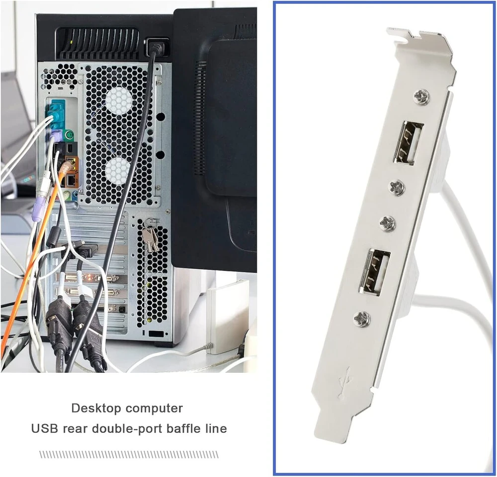 2 prievadų Usb A lizdų plokštės adapteris, 30 cm