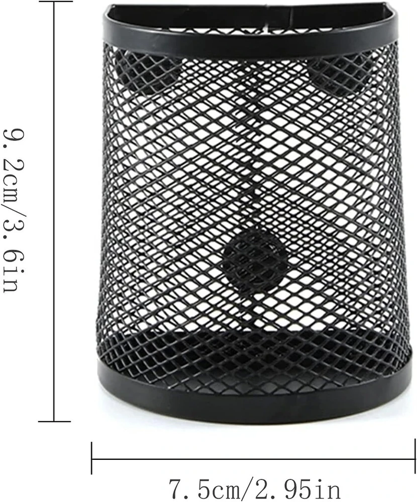 2 puslapių pusapvalių magnetinių rašiklių laikiklių rinkinys, metalinis vielinis magnetinis rašiklių laikiklis šaldytuvui, spintelės priedai, biuro reikmenų organizatorius (juodas)
