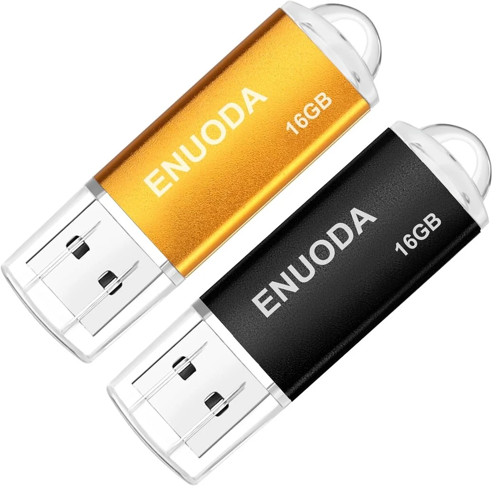 2 vnt. 16 Gb Usb atmintinės, juoda ir auksinė, greitas duomenų perdavimas