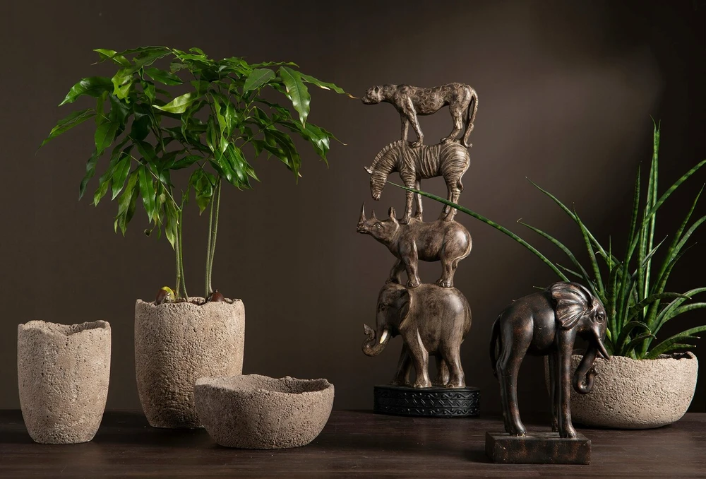 2 vnt. cementinis gėlių vazono dangtelis, smėlio spalvos, rustic loft