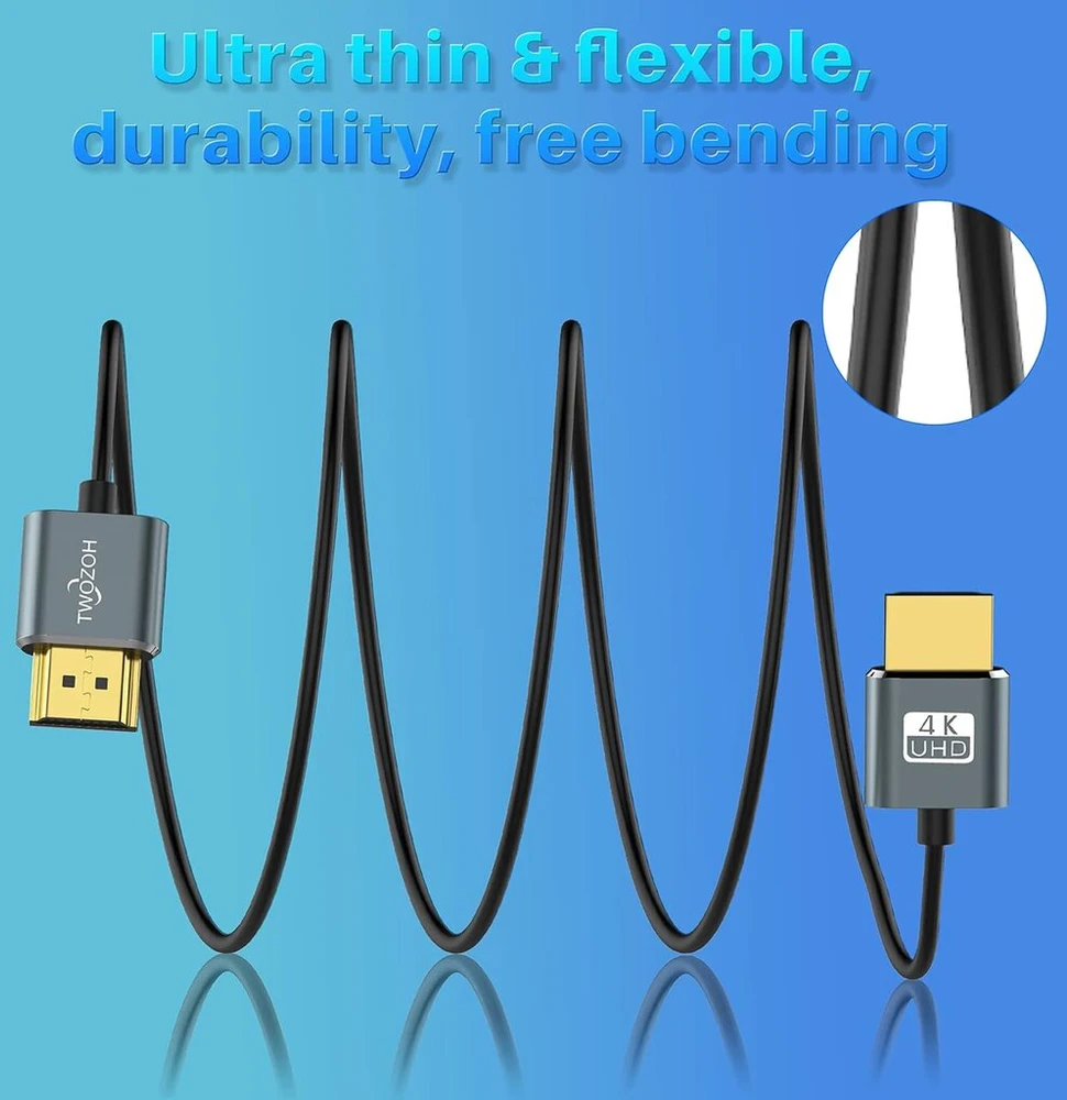 2 vnt. plonas Hdmi kabelis, 1.5m, 4k@60hz, 18gbps