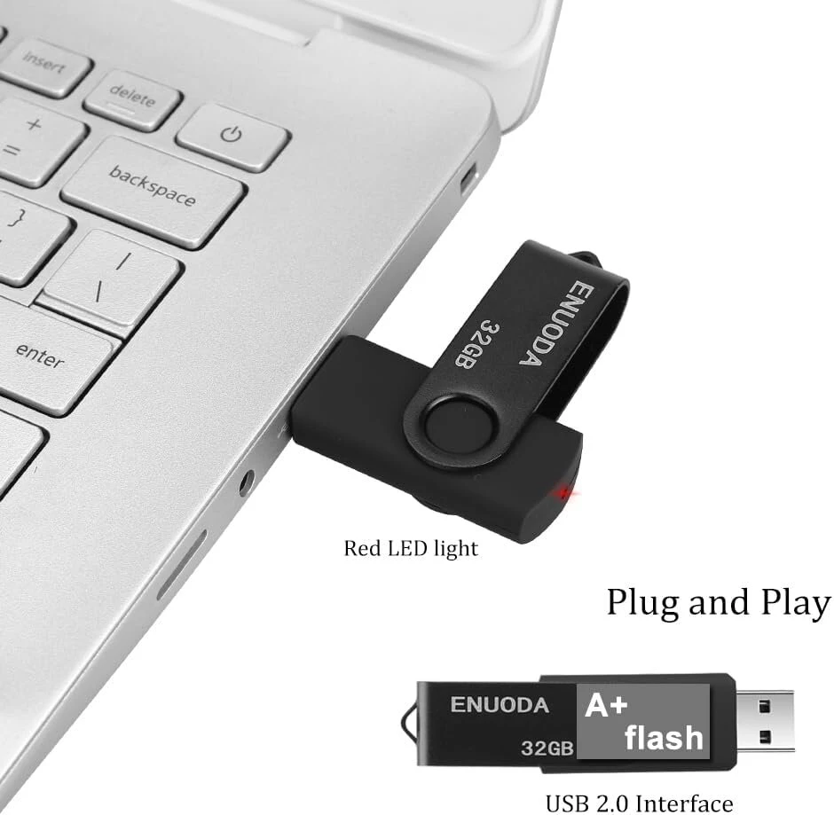 2 vnt. Usb atmintinės 32 Gb, metalinės, su sukiojama jungtimi