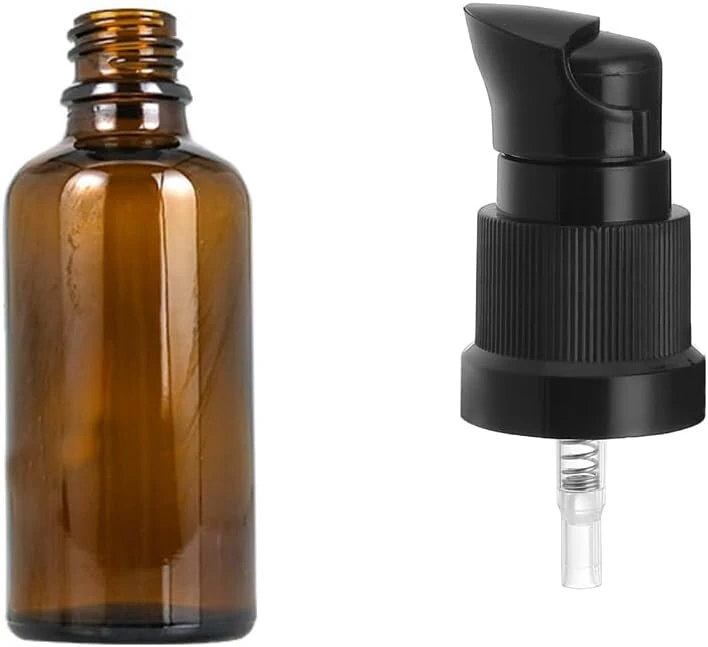 2 x 100ml Gintarinio Stiklo Buteliukai su Pompa Losjonui
