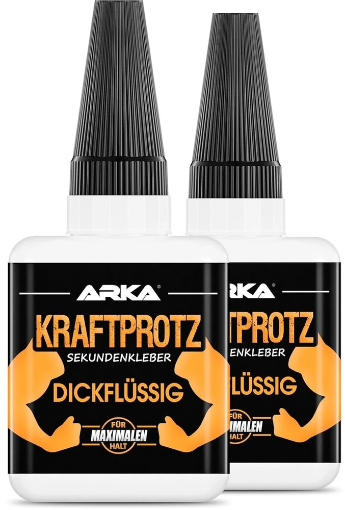 2 x 50 g itin stiprūs momentiniai klijai | su džiūvimą stabdančiu antgaliu | Kraftprotz | tiršti momentiniai klijai | universalūs klijai plastikui, stiklui, medžiui, akmeniui, metalui ir kt.