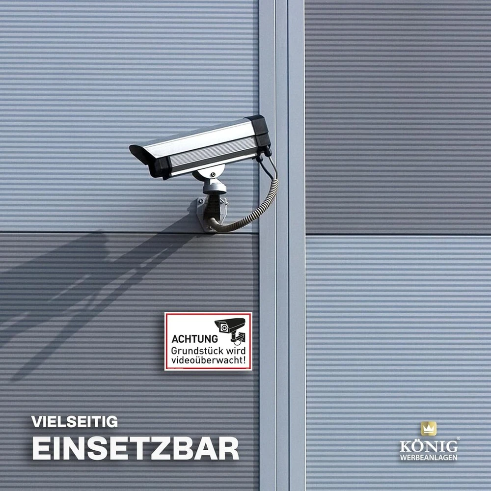 2 ženklai Achtung Grundstück wird videoüberwacht! | Pvc 30 x 20 cm | Tvirtas Pvc ženklas su Uv apsauga | Baltas | Vaizdo stebėjimo kamerų stebėjimas Dreifke®