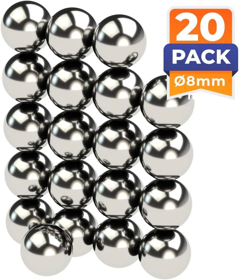 20 neodimio galios magnetų sidabriniai – rutuliniai magnetai ypač stiprūs apvalūs 8 mm skersmens – stiprūs super magnetai – sukibimo jėga apytiksliai 3,5kg – magnetai skirti lentoms, skelbimų lentoms, magnetinėms lentoms