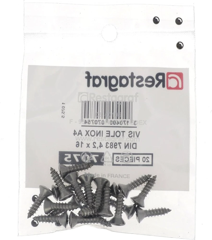 20 x A4 nerūdijančio plieno kupolo formos "pozi" sriegikliai 4.2mm x 16mm Din 7983