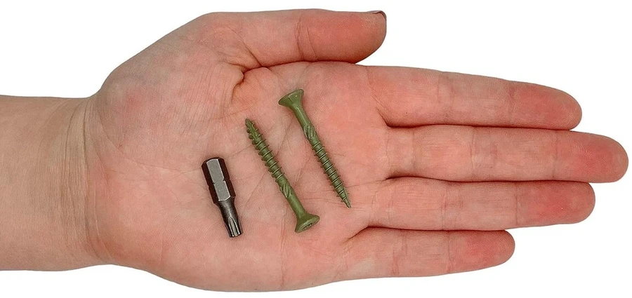 (200 vnt. pakuotė) Žali antikoroziniai 4.5 x 40 mm medsraigčiai su torx galvute, 17 tipo įleidžiama išorinė varžtas (200, 4.5 x 40 mm)