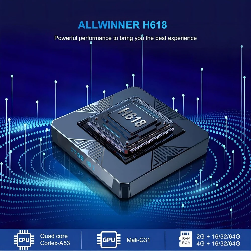 Ausinės 2025 X96h 4gb Ram 32gb Rom Android 13.0 Tv priedėlis, palaiko 6k 4k 2.4g 5.8g Dual Wifi 6 Allwinner H618 lustą Hdr10 Bt5.0 Usb 2.0 3d Ethernet Android Smart Box