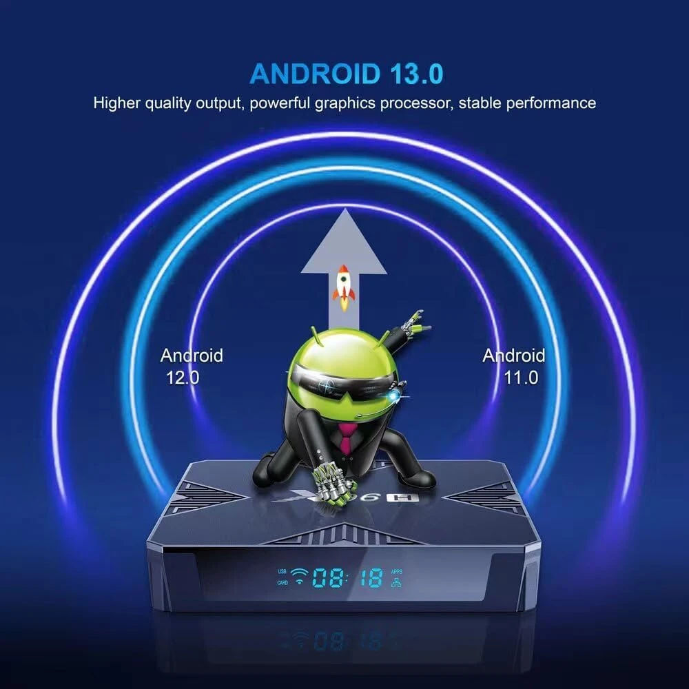 Ausinės 2025 X96h 4gb Ram 32gb Rom Android 13.0 Tv priedėlis, palaiko 6k 4k 2.4g 5.8g Dual Wifi 6 Allwinner H618 lustą Hdr10 Bt5.0 Usb 2.0 3d Ethernet Android Smart Box