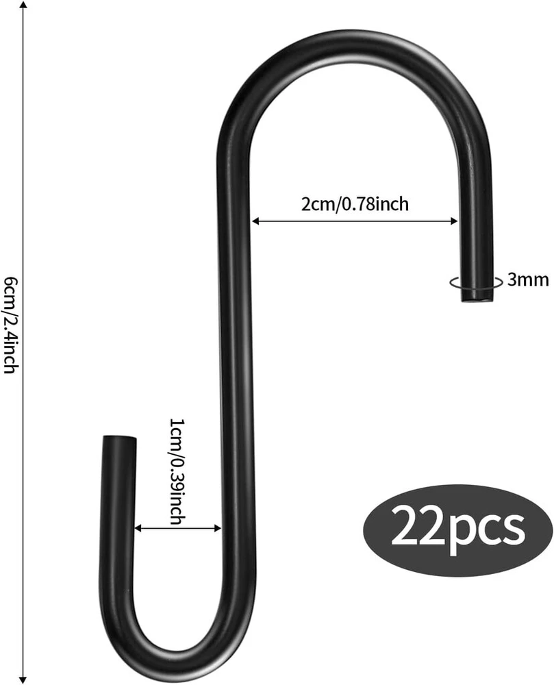 22 vnt. juodi S-kabinukai, 6 cm, nerūdijančio plieno