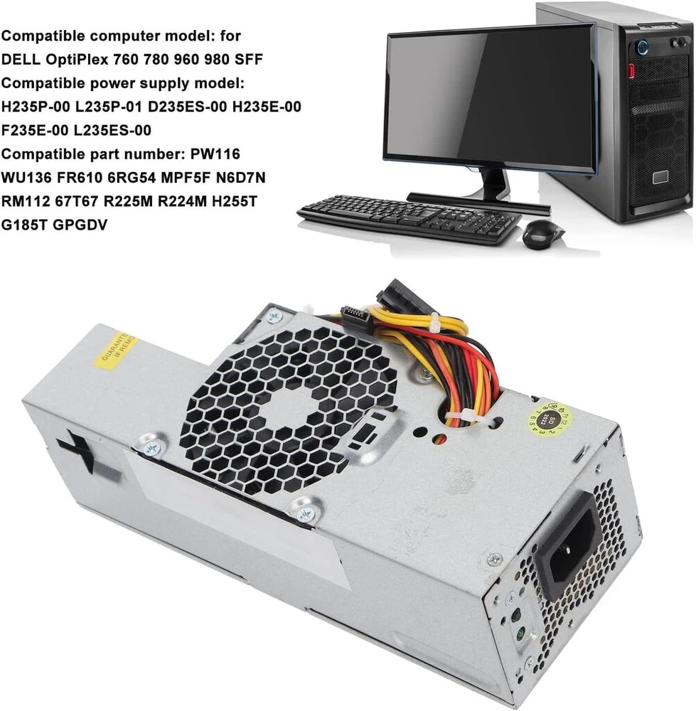 235w Pc maitinimo šaltinis, skirtas Dell Optiplex 760 780 960 980 Sff, suderinamas su H235p-00 L235p-01 D235es-00 H235e-00 F235e-00 L235es-00