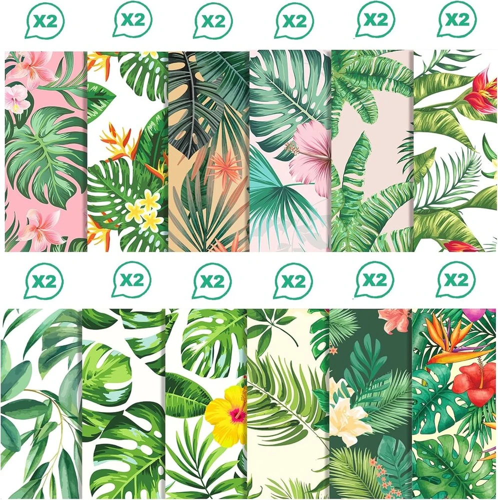 24 lapų havajietiškas scrapbooking popierius, 12 dizainų dvipusis bananų lapų vėžlio skeltalapio rašto dekoratyvinis popierius scrapbooking amatų popierius, 30,5 x 30,5 cm kortelių gamybai scrapbooking