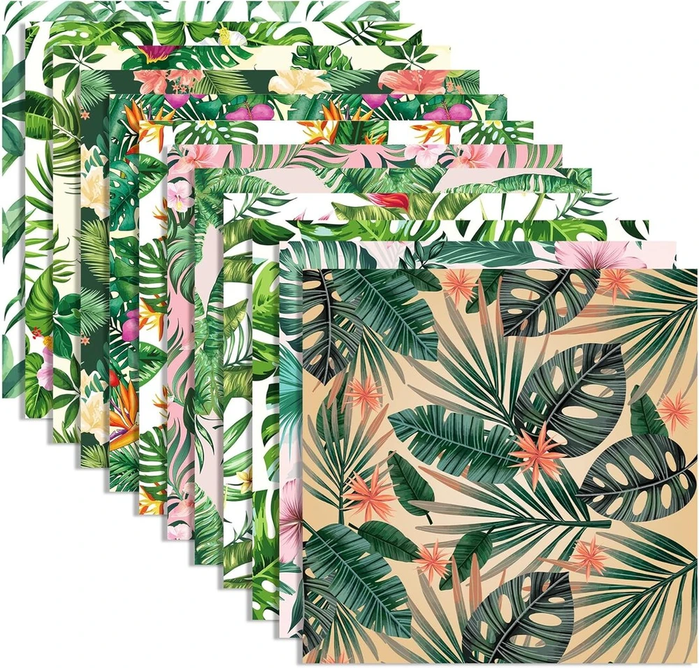 24 lapų havajietiškas scrapbooking popierius, 12 dizainų dvipusis bananų lapų vėžlio skeltalapio rašto dekoratyvinis popierius scrapbooking amatų popierius, 30,5 x 30,5 cm kortelių gamybai scrapbooking