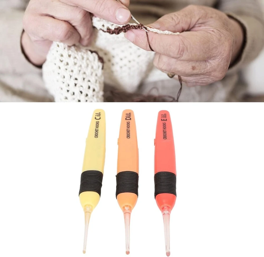 3 dalių švytinčių nėrimo vąšelių rinkinys, 2,5 mm, 3,0 mm, 3,5 mm Craft Yarn, nėrimo vąšeliai mezgimui ir rankdarbiams