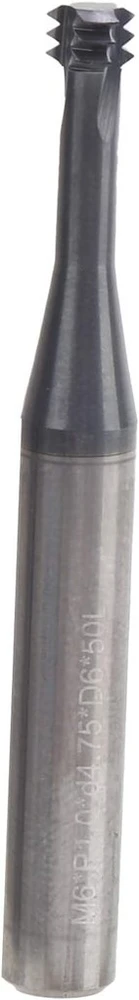 3 dantų metrinis frezavimo įrankis galinis freza nuožulnos freza 60° volframo plieno sriegių freza m6.0 x 1.0 x d6 x 50 gali būti naudojamas aliuminiui, variui, nerūdijančiam plienui, legiruotam plienui