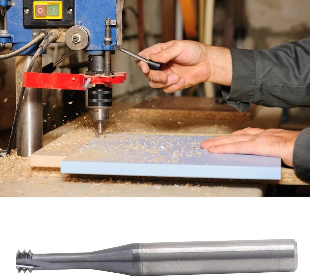 3 dantų metrinis frezavimo įrankis galinis freza nuožulnos freza 60° volframo plieno sriegių freza m6.0 x 1.0 x d6 x 50 gali būti naudojamas aliuminiui, variui, nerūdijančiam plienui, legiruotam plienui