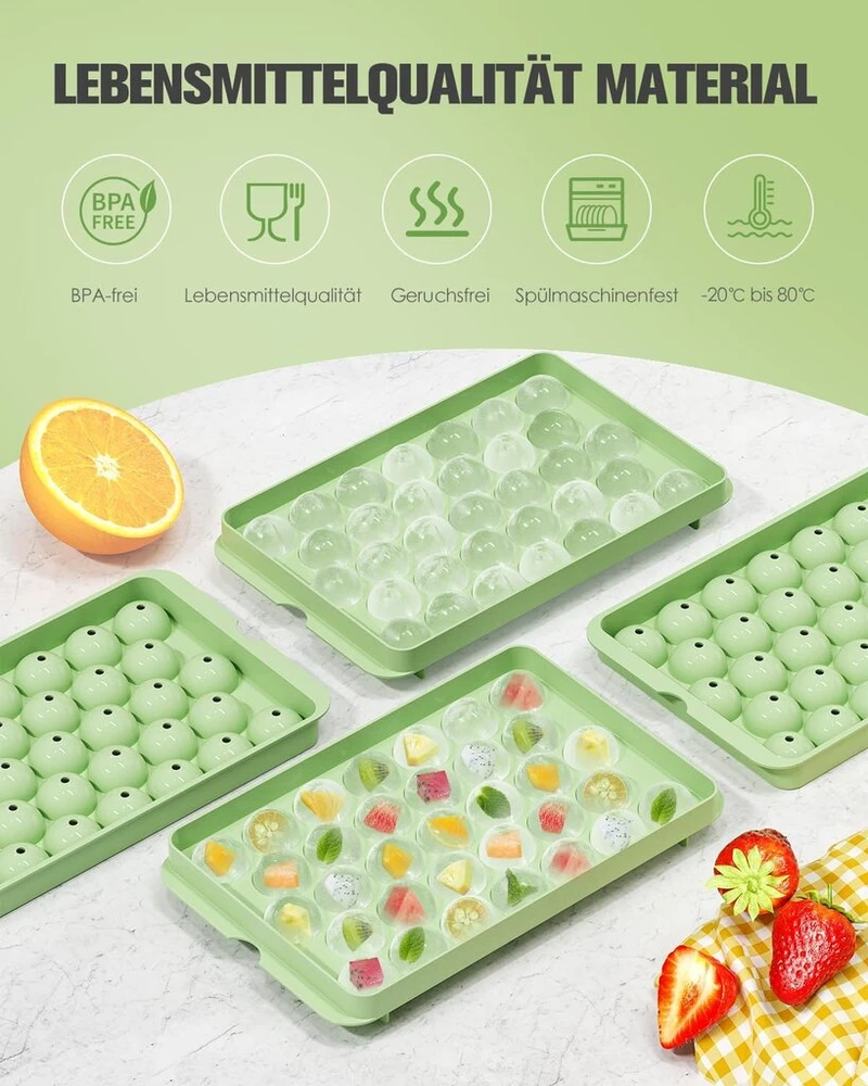 3 ice cube tray ball rinkinių su dangteliu ir ice cube box, 99 vienetams 2.2 cm apvalių ledo kubelių, be bpa ice cube tray, apvalus ice cube tray kokteiliams ir viskiui
