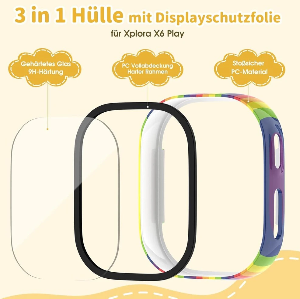 3 vnt. dėklas su ekrano apsauga Xplora X6 Play