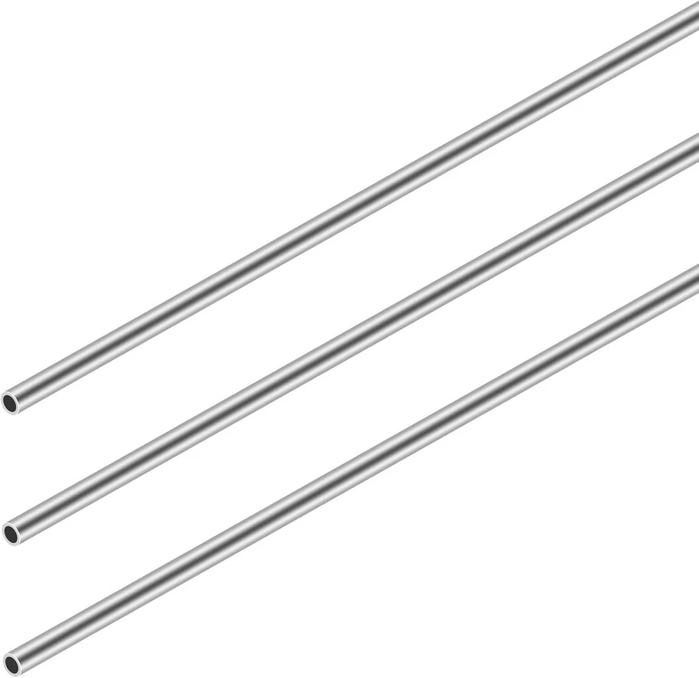 Ventiliatorius 3 x apvalūs nerūdijančio plieno vamzdžiai, 304 besiūlis metalinis vamzdis, 3 mm išorinis skersmuo, 0,5 mm sienelės storis, 300 mm ilgis, tiesus vamzdis