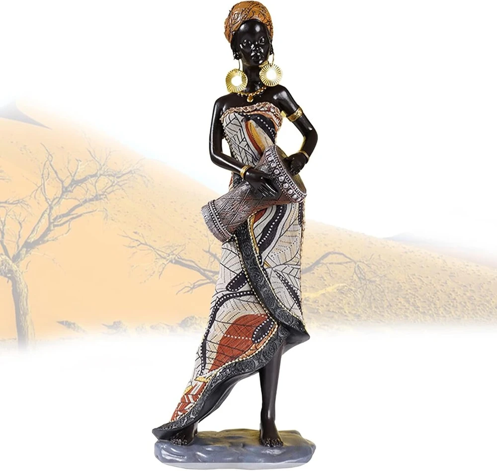 30 cm afrikiečių moters statulos, moterų statulos, statulų statulos, statulų statulos, statulų statulos, namų dekoravimui, miegamojo svetainės dekoras (3 stilius)