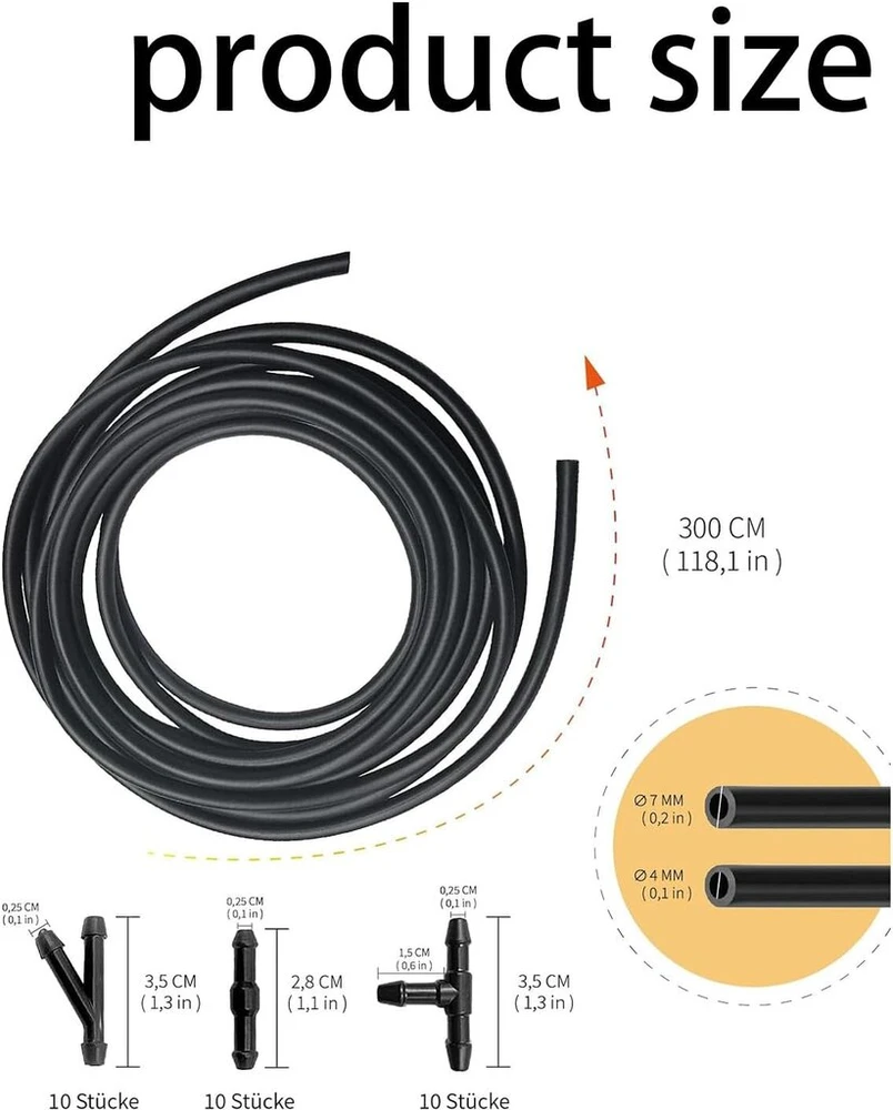 300 cm universali priekinio stiklo apiplovimo žarnelė, priekinio stiklo remonto rinkinys, valytuvo žarnelės remonto rinkinys, automobilių žarnelė, su 30 žarnelių jungčių