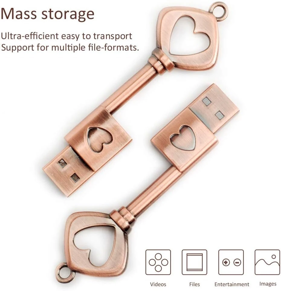 32gb Usb 2.0 atmintinė - Retro širdelės ir rakto formos