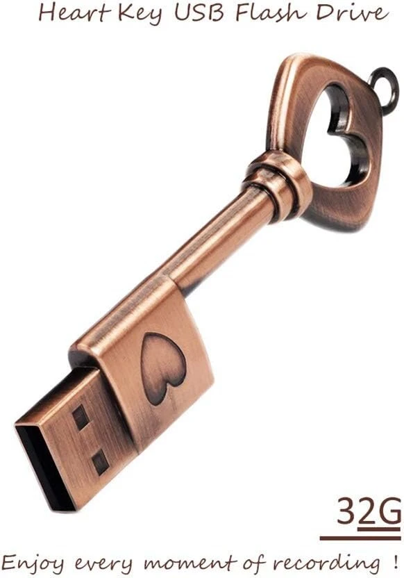32gb Usb 2.0 atmintinė - Retro širdelės ir rakto formos