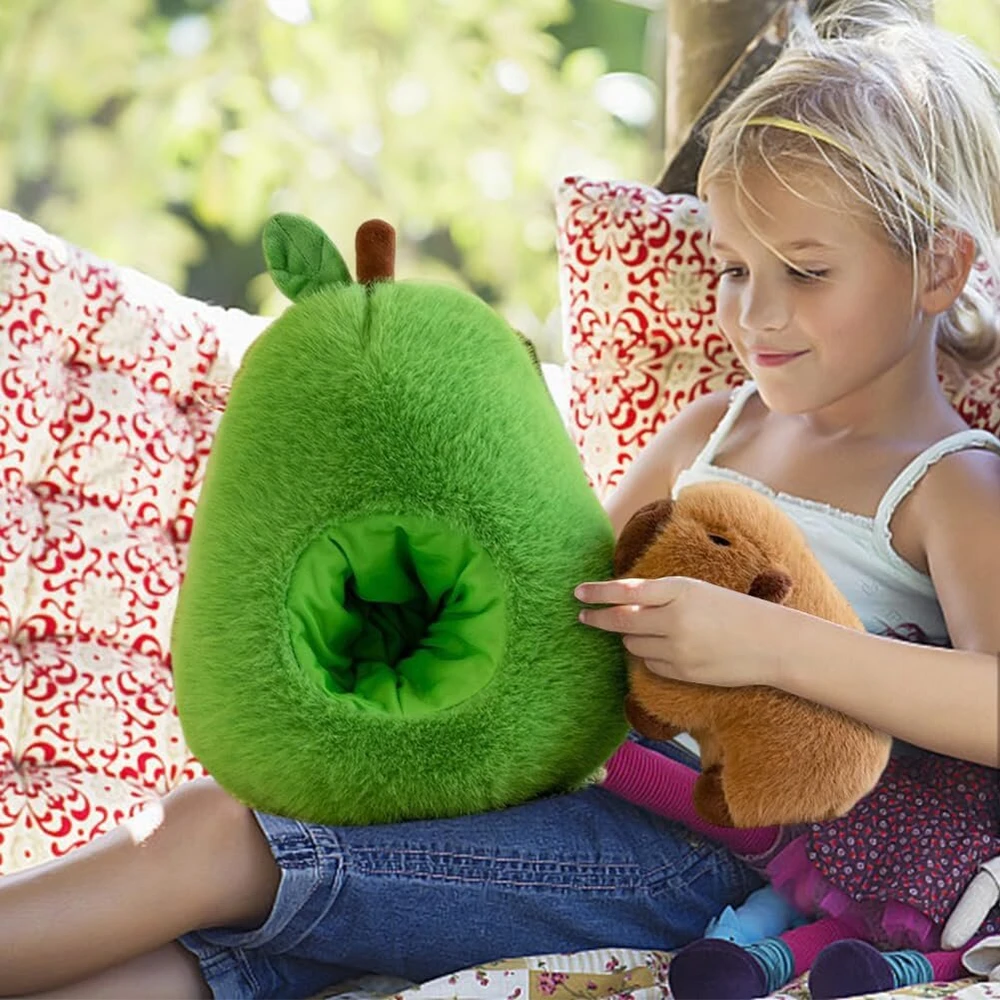 35 cm simuliacinis kapibaros pliušinis žaislas, mielas kapibaros minkštas žaislas, lėlės, kapibaros žaislas, avokado popieriniai maišeliai, žolės meškinas, nuimamas pliušinis žaislas, tinkamas vaikams