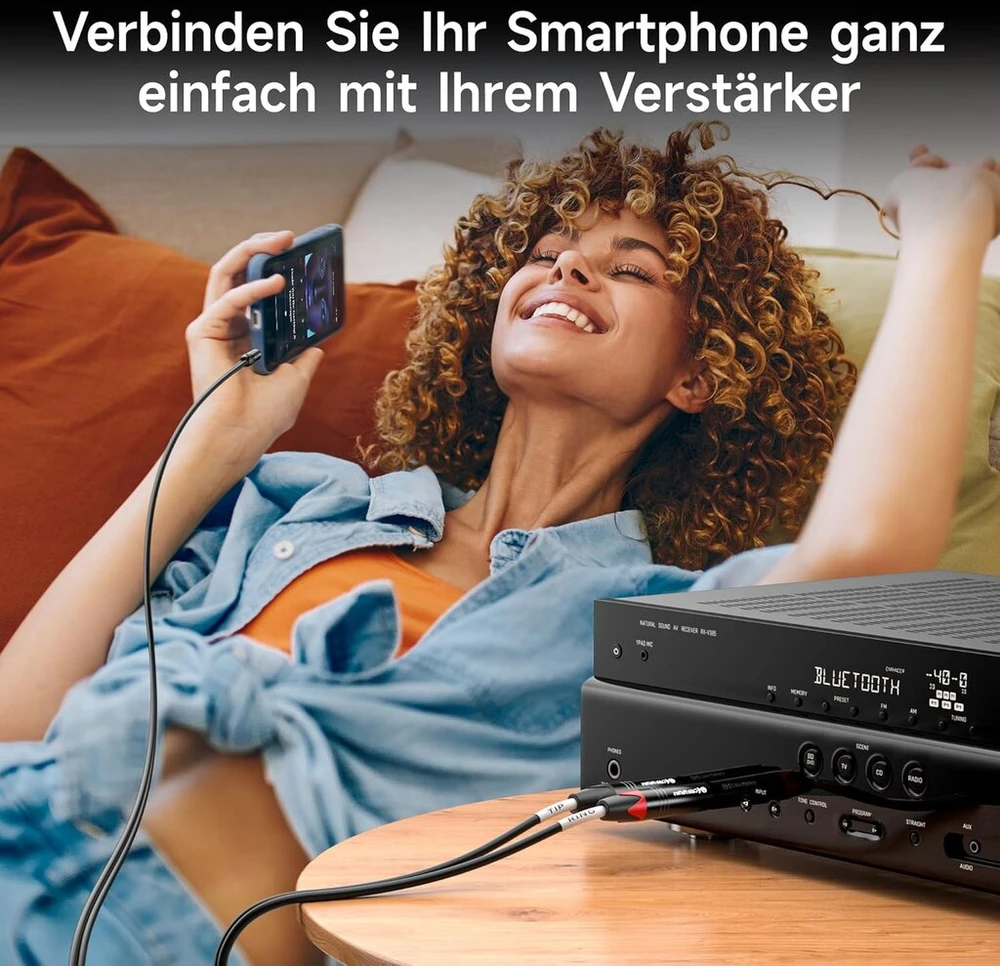 3.5mm į 2x 6.35mm stereo adapterio kabelis, 0.9m
