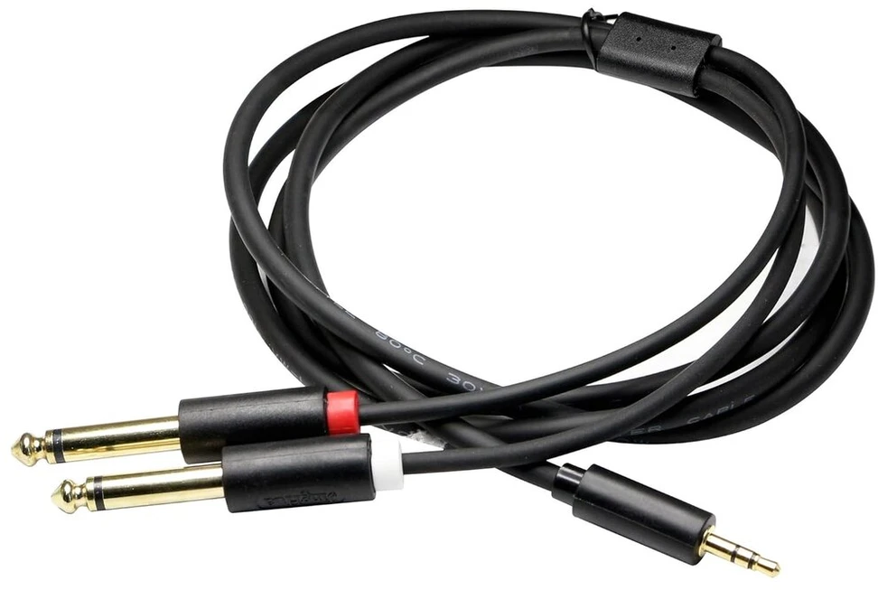 3.5mm į dvigubą 6.35mm audio kabelį, 3.5mm trs stereo jungtis į dvigubą 1/4" ts mono jungties y skirstytuvo kabelio adapterį, skirtą namų stereo sistemai, nešiojamam kompiuteriui, kompiuteriui, mikšeriui, mp3 grotuvui ir t.t. (1.5m)